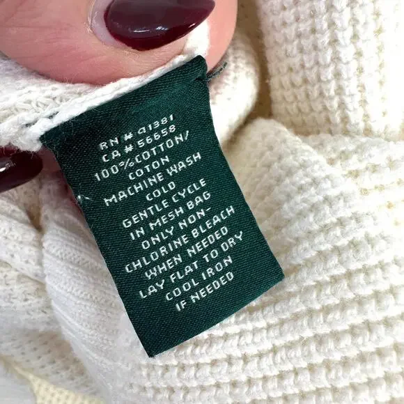 Ralph Lauren White Waffle Knit Cowl Neck Sweater - Oversized Fit - Picture 5 of 5